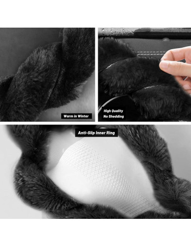 Funda de Volante KAFEEK de Piel de Oveja 38 cm Antideslizante