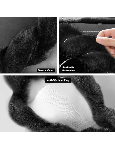 Funda de Volante KAFEEK de Piel de Oveja 38 cm Antideslizante