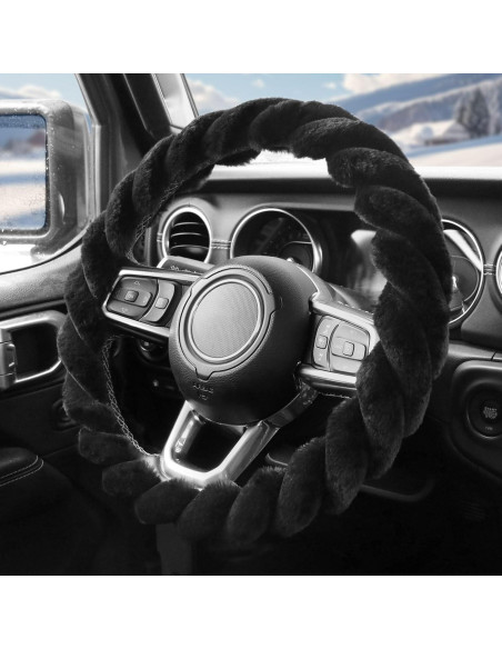 Funda de Volante KAFEEK de Piel de Oveja 38 cm Antideslizante