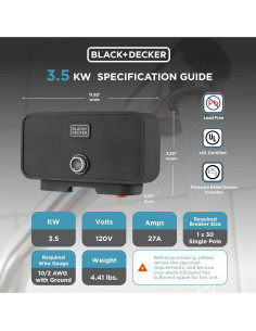 Calentador de Agua Eléctrico Sin Tanque Black+Decker 3.5kW 2