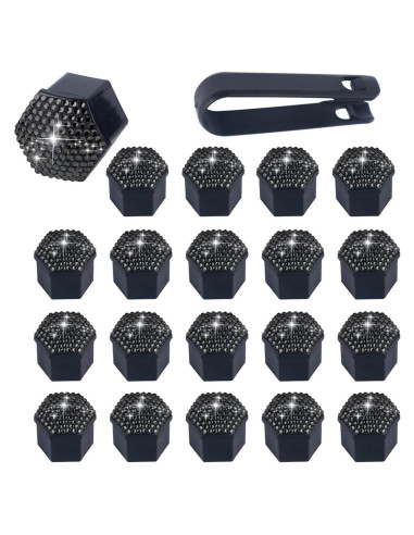 Cubiertas de Tuercas de Rueda Diamall 17mm 20 PCS Negro