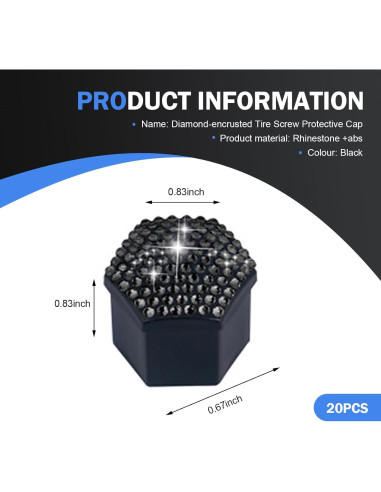 Cubiertas de Tuercas de Rueda Diamall 17mm 20 PCS Negro