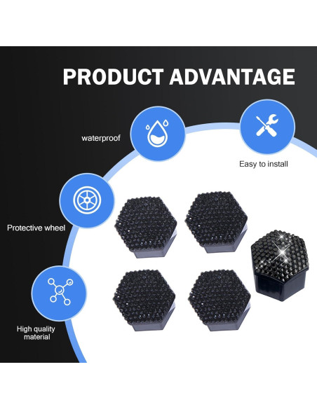 Cubiertas de Tuercas de Rueda Diamall 17mm 20 PCS Negro