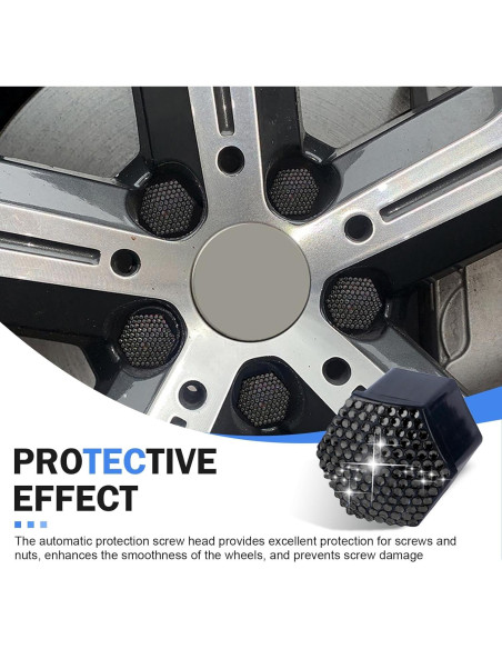 Cubiertas de Tuercas de Rueda Diamall 17mm 20 PCS Negro