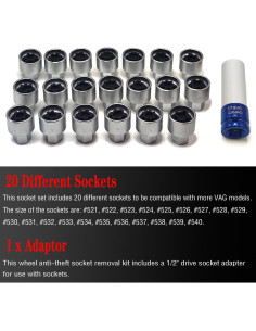 Kit de Llave de Tuerca de Bloqueo de Rueda 21PCS JEUCLEL 2