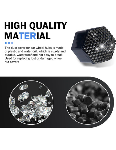 Cubiertas de Tuercas de Rueda Diamall 17mm 20 PCS Negro