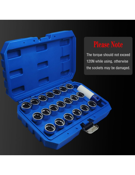 Kit de Llave de Tuerca de Bloqueo de Rueda 21PCS JEUCLEL