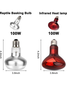 Lámpara de Calor Doble DXOPHIEX 38 cm 150W para Reptiles 2