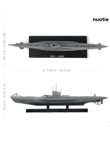 Modelo Submarino U-47 1/350 NUOTIE Metal Diecast Militar