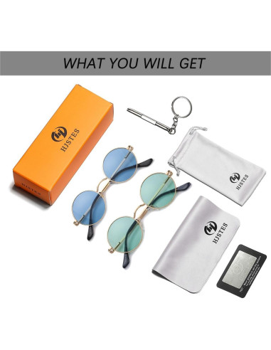 Gafas de sol redondas polarizadas HJSTES UV400 unisex