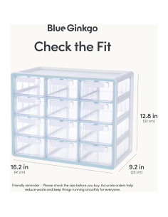 Gabinete de 12 Cajones Blue Ginkgo - Organizador Apilable Azul 2