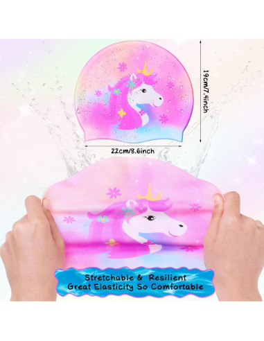 Gorras de Baño Syhood para Niños - 3 Pcs Silicona Unicornio