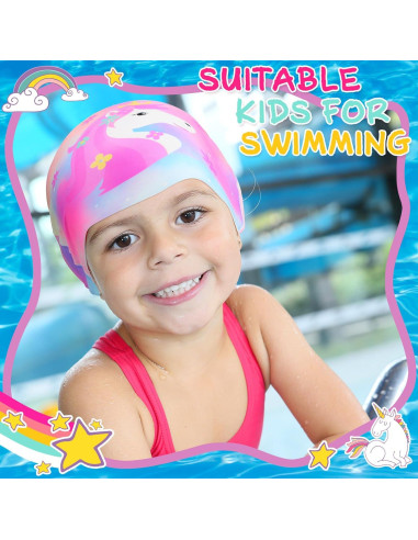 Gorras de Baño Syhood para Niños - 3 Pcs Silicona Unicornio