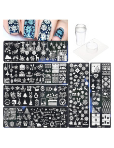 Kit de Plantillas de Estampado de Uñas de Navidad DUNJIE 6 Piezas