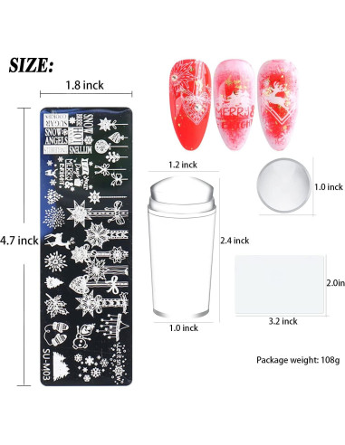 Kit de Plantillas de Estampado de Uñas de Navidad DUNJIE 6 Piezas
