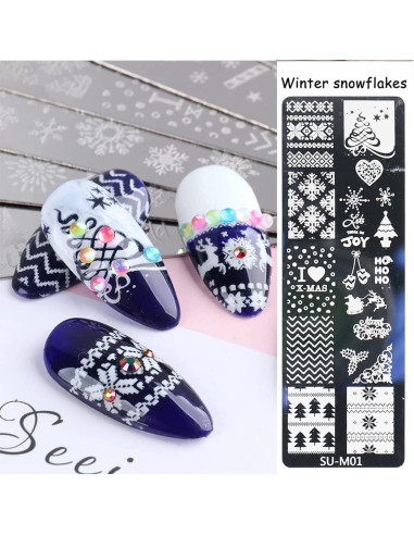 Kit de Plantillas de Estampado de Uñas de Navidad DUNJIE 6 Piezas