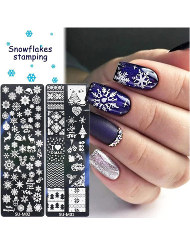 Kit de Plantillas de Estampado de Uñas de Navidad DUNJIE 6 Piezas