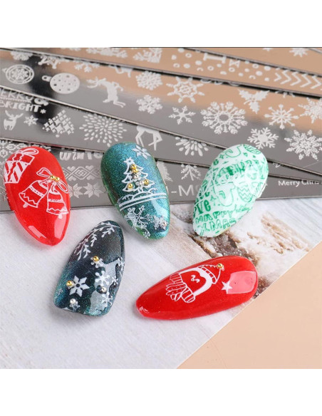 Kit de Plantillas de Estampado de Uñas de Navidad DUNJIE 6 Piezas