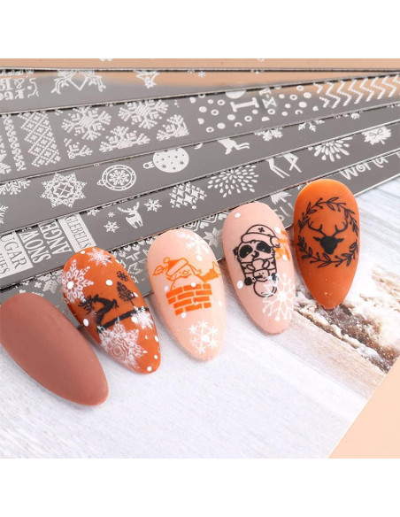 Kit de Plantillas de Estampado de Uñas de Navidad DUNJIE 6 Piezas