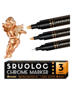 Marcadores Cromados Líquidos SRUOLOC - 3 Pcs Bronce, Punta 0.5-3 mm