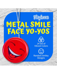 Set de 12 Yo-Yos de Metal Caras Sonrientes 5 cm para Niños 2
