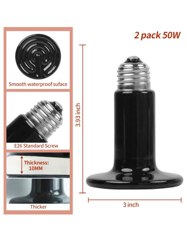 Emisor de Calor Cerámico 50W REPTI HOME - Paquete de 2