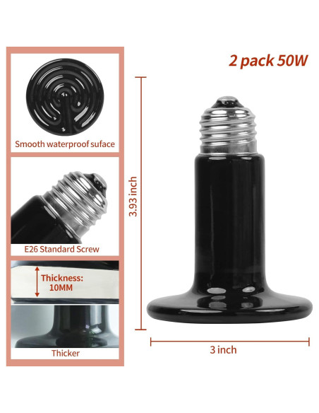 Emisor de Calor Cerámico 50W REPTI HOME - Paquete de 2