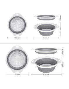 Juego de coladores plegables QiMH 3 piezas - Silicona BPA libre 2