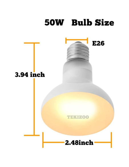 Lámpara de Calor UVA TEKIZOO 50W para Reptiles y Anfibios