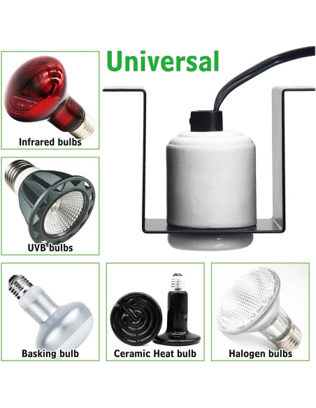 Soporte de Lámpara de Calor para Reptiles Kathson E26 Cerámica