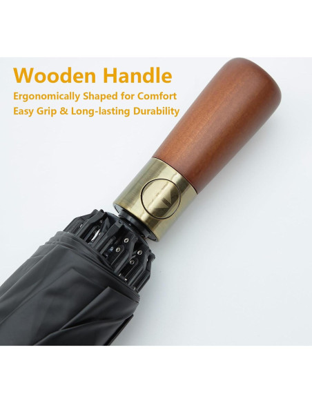 Paraguas Invertido Automático con Mango de Madera 116.8 cm