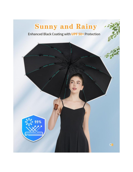 Paraguas Invertido Automático con Mango de Madera 116.8 cm