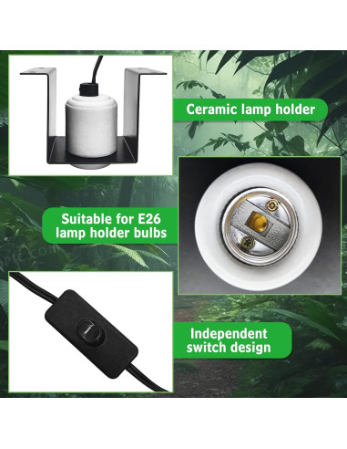 Soporte de Lámpara de Calor para Reptiles Kathson E26 Cerámica