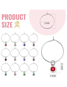 Marcadores de Copas de Vino Junkin 12 Pcs Estilo Piedra de Nacimiento 2