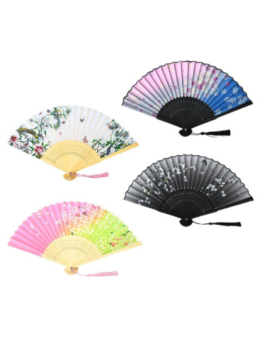 Abanicos Plegables de Bambú HUNANBANG 4 Piezas 20.96 cm