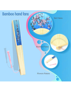 Abanicos Plegables de Bambú HUNANBANG 4 Piezas 20.96 cm 2
