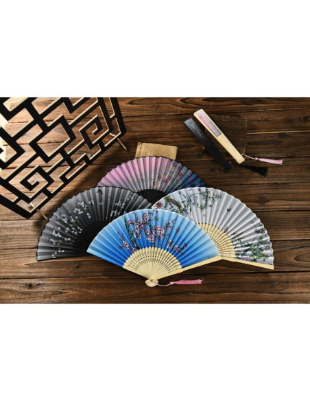 Abanicos Plegables de Bambú HUNANBANG 4 Piezas 20.96 cm