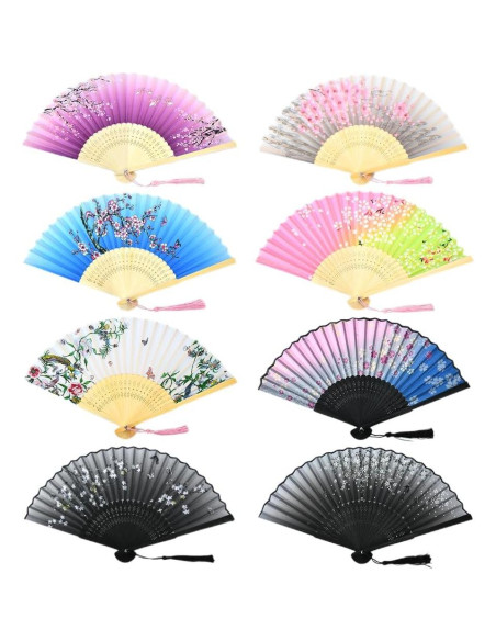 Abanicos Plegables de Bambú HUNANBANG 4 Piezas 20.96 cm