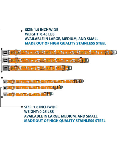 Collar para Perro Peanuts Buckle-Down 24.1-33 cm Naranja