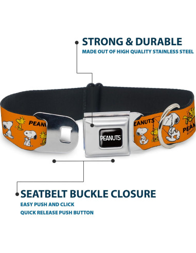 Collar para Perro Peanuts Buckle-Down 24.1-33 cm Naranja