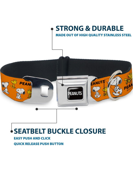 Collar para Perro Peanuts Buckle-Down 24.1-33 cm Naranja
