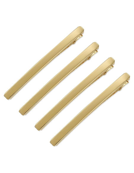 4 Clips de Pelo Cocodrilo Oro KINGWEDDING 8cm Metal Brillante