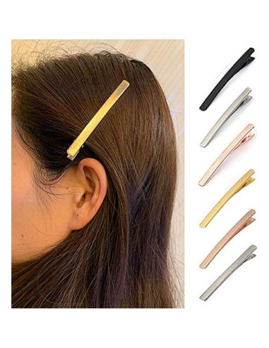 4 Clips de Pelo Cocodrilo Oro KINGWEDDING 8cm Metal Brillante
