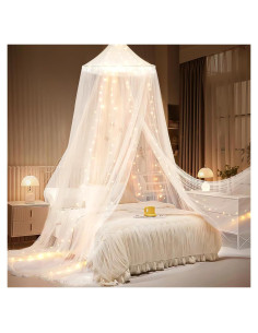 Dosel de Cama con Luces LED YEERSWAG Blanco 2.8m