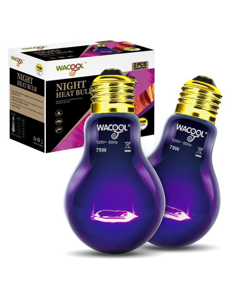 Lámpara de Calor Nocturna WACOOL 75W para Reptiles y Anfibios