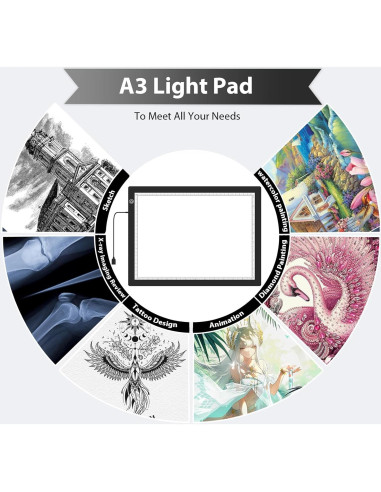 Tabla de Luz A3 TSOCOS con Soporte Ajustable y 3 Brillos