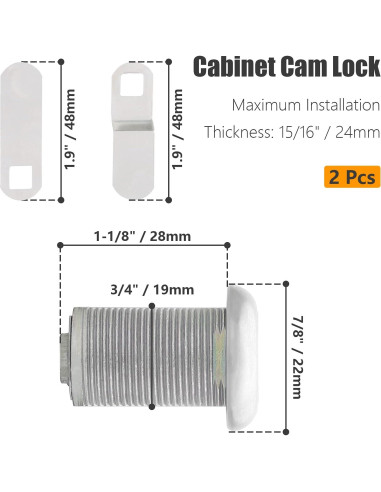Cerradura de Cámara de Gabinete Qjaiune 2 Paquete Niquelado