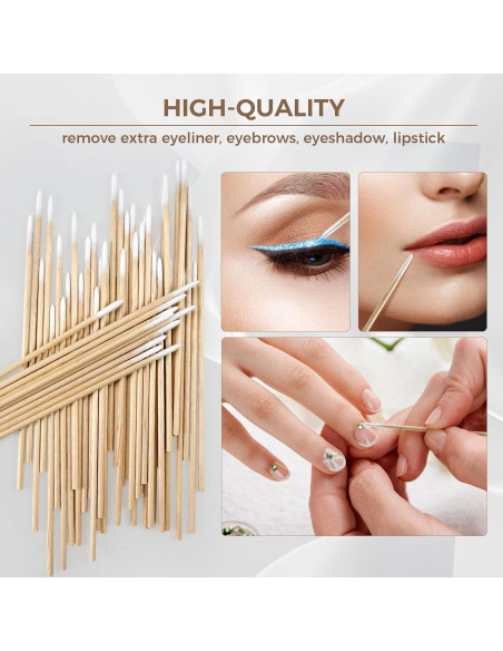 200 Hisopos de Algodón de Precisión CJJIE para Maquillaje