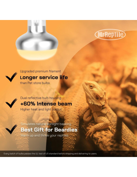 Lámpara de Calor MRREPTILE 75W para Reptiles - Paquete de 2