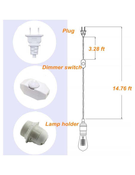 Kit de Luz Colgante Mocomfor 4.57m con Interruptor Regulador Blanco